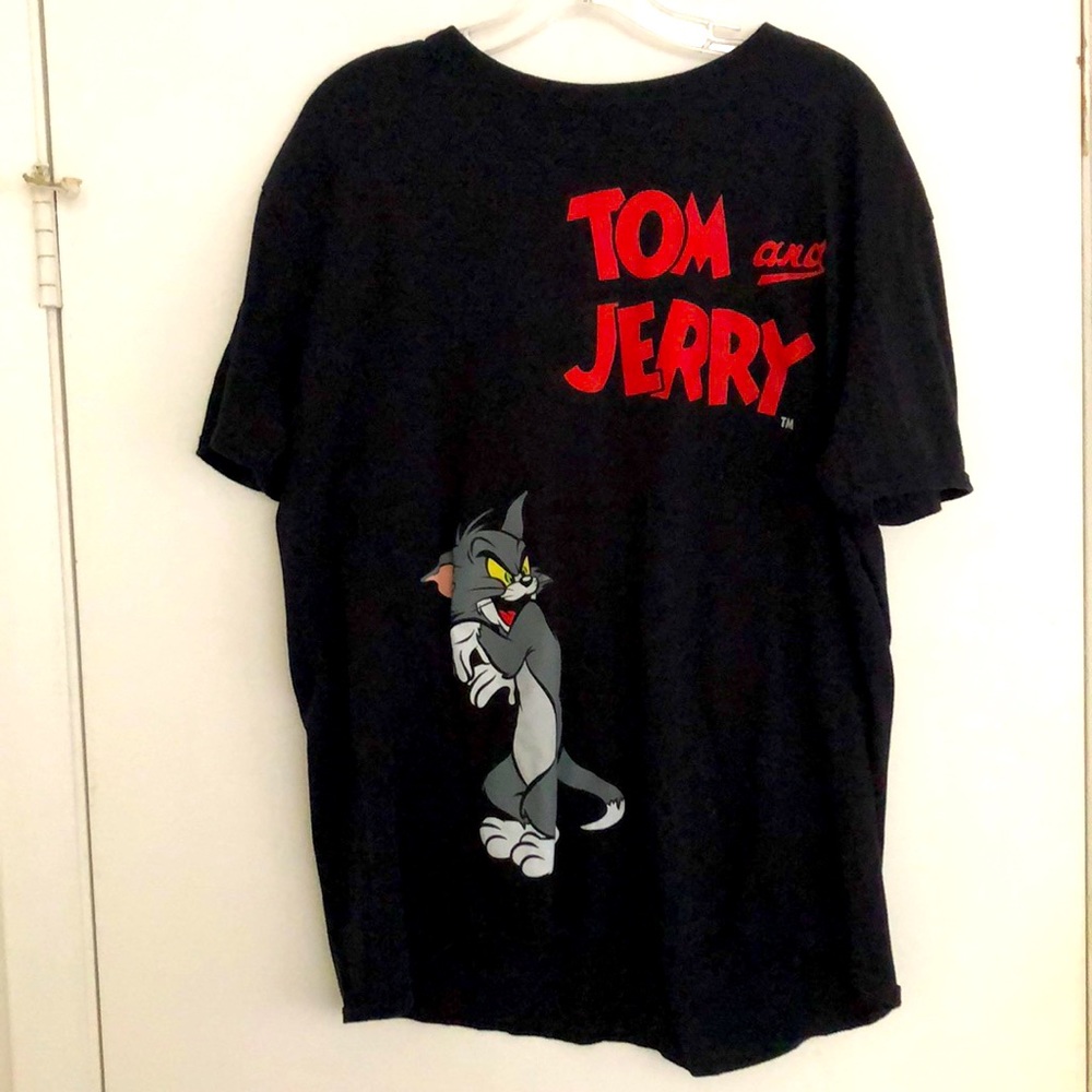 Tom & Jerry double sided XL black tee shirt